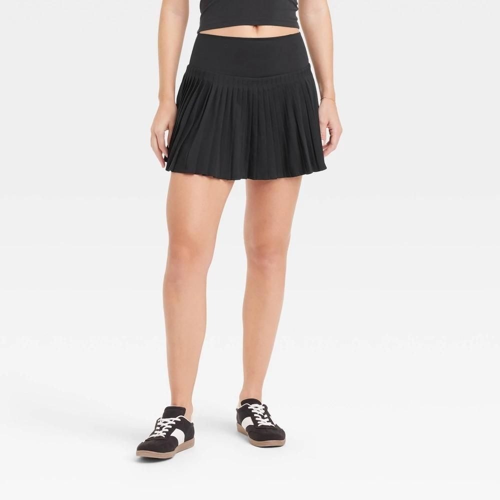 All in Motion Womens High-Rise Woven Pleated Skort Black Small UPF 50+ Quick Dry